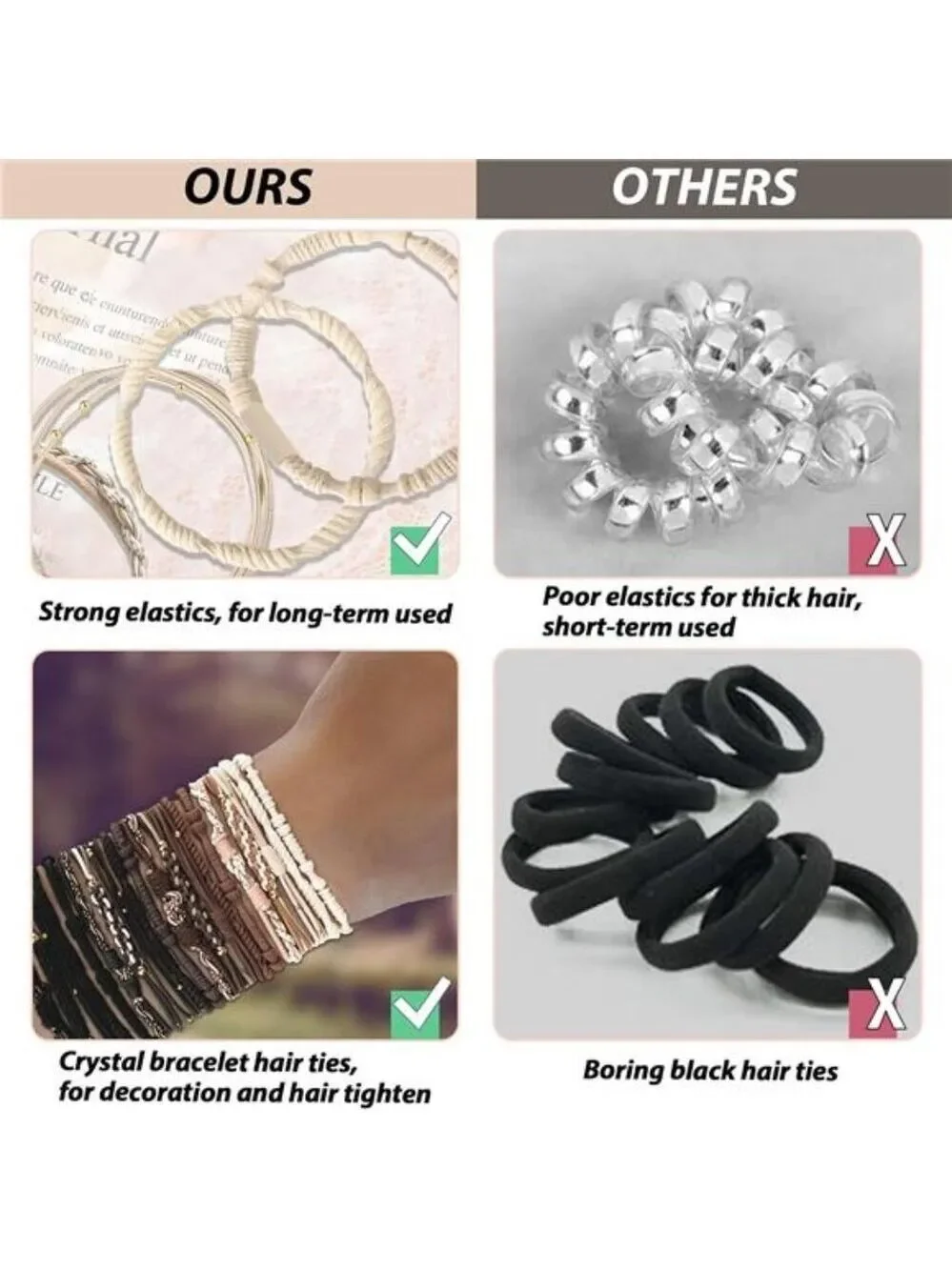 Boho hair ties set 20pcs ponytail holders no damage elastic hair bands for women